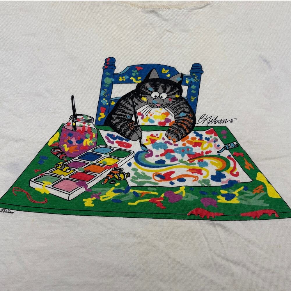 Vintage B Kliban Cat Crazy Shirts T-Shirt Mens S Painting Y2K